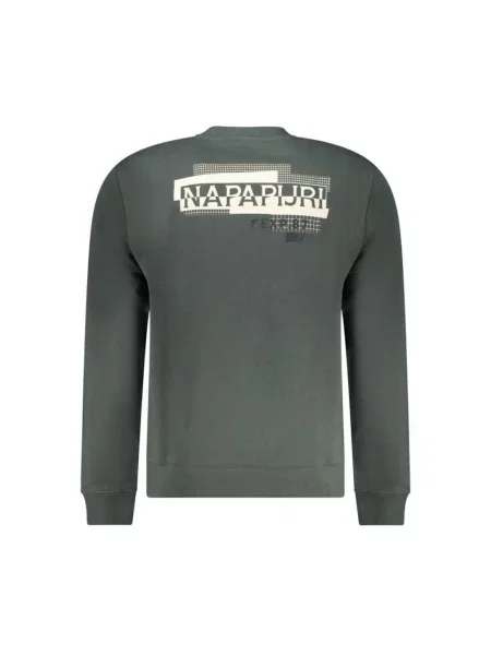Bluza nierozpinana Napapijri z okrągłym dekoltem z logo zielona