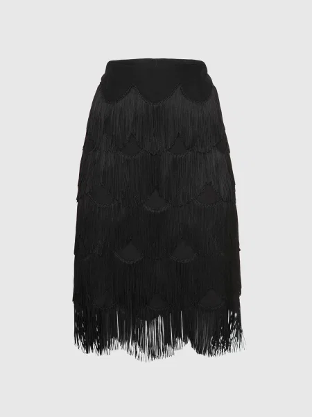 Юбка Marc Jacobs с бахромой черная