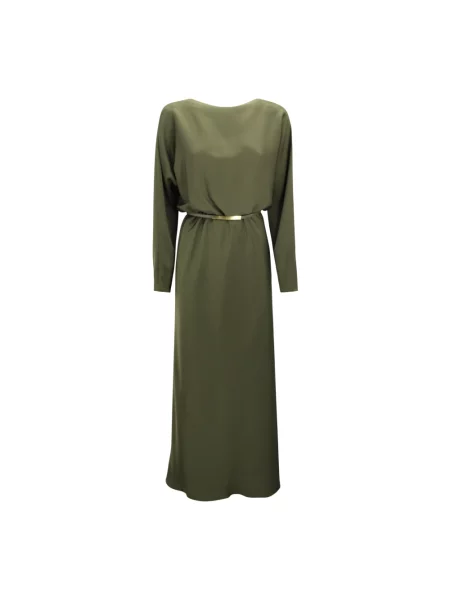Satynowa sukienka Max Mara Studio na ramiączkach zielona