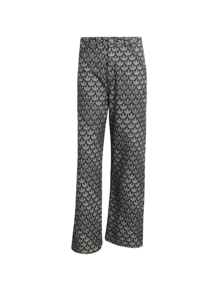 Pruhované džíny Adidas s potiskem s kulatým výstřihem černé