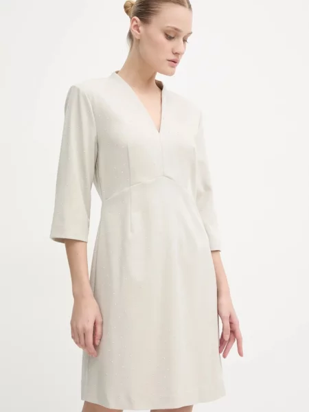 Bruuns Bazaar rochie din amestec de lana mini evazati bej