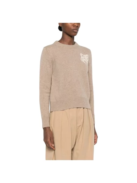 Sweter Maison Kitsune wełniany beżowy