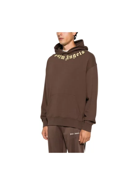 Bluza z kapturem Palm Angels z kapturem z logo brązowa