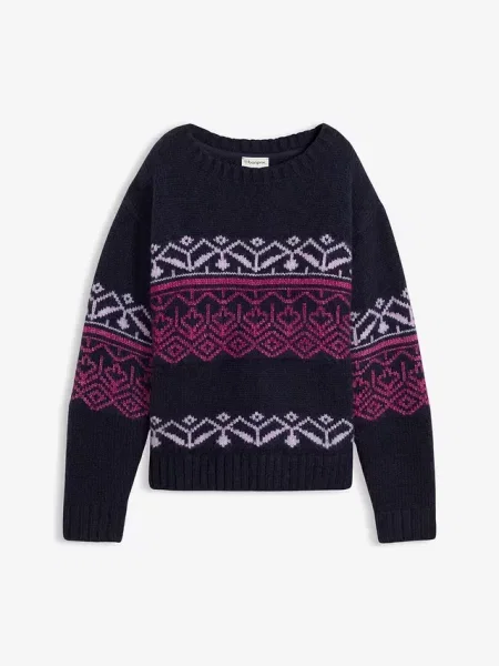 Sweter z norweskim wzorem niebieski