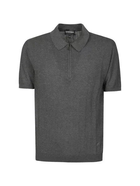 Tricou polo Emporio Armani gri