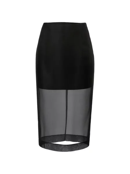 Fustă midi Carolina Herrera de mătase negru