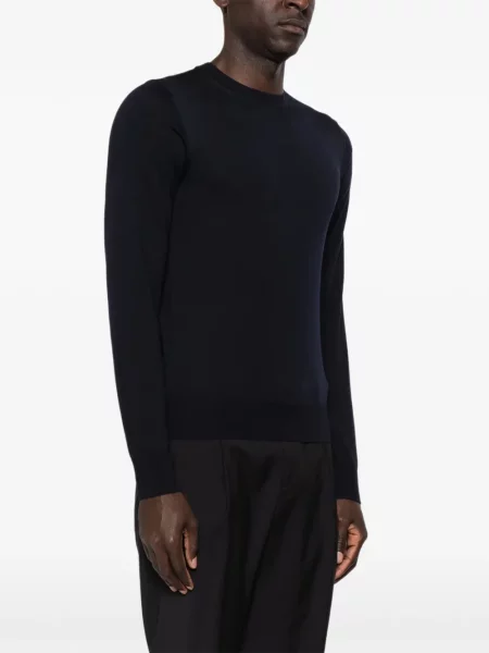 Пуловер Emporio Armani с кръгло деколте синьо
