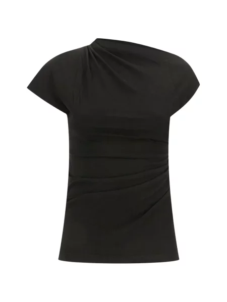 Top Agolde cu volane asimetric negru