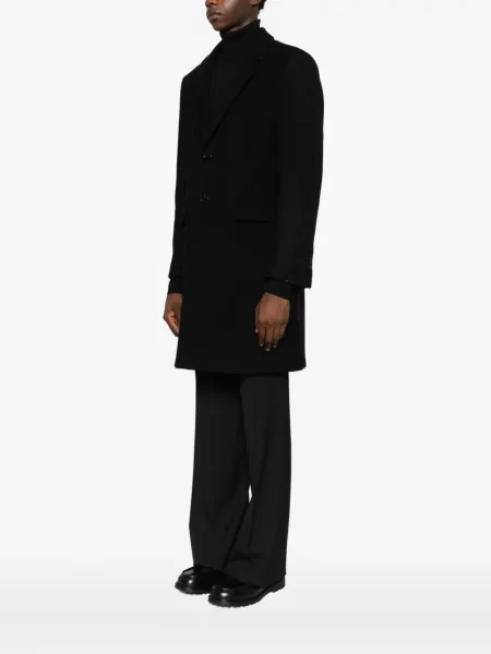 Vlněný jednořadý vlněný kabát Burberry černý