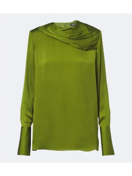 Top Tom Ford din satin drapat verde