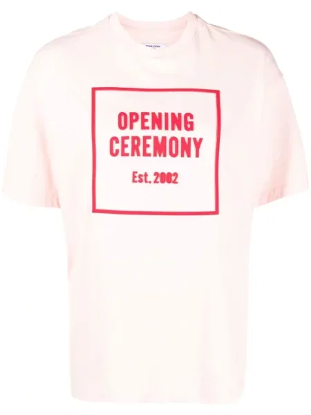 Koszulka Opening Ceremony z nadrukiem z krótkim rękawem casual różowa
