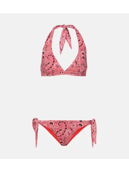 Bikini Etro z wzorem paisley z dekoltem halter czerwony