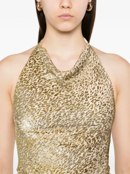Rochie mini Self-portrait plisată cu gât halter de costum alb