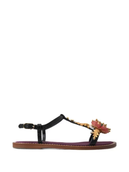 Sandale Dolce & Gabbana din piele cu model floral negru