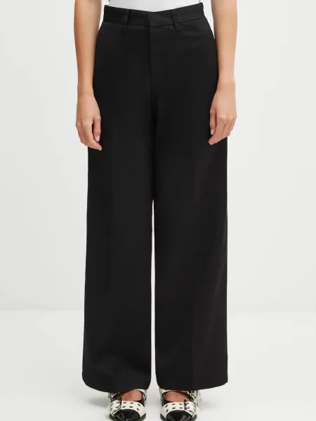 Carhartt WIP pantaloni W Omak Pant drept high waist negru