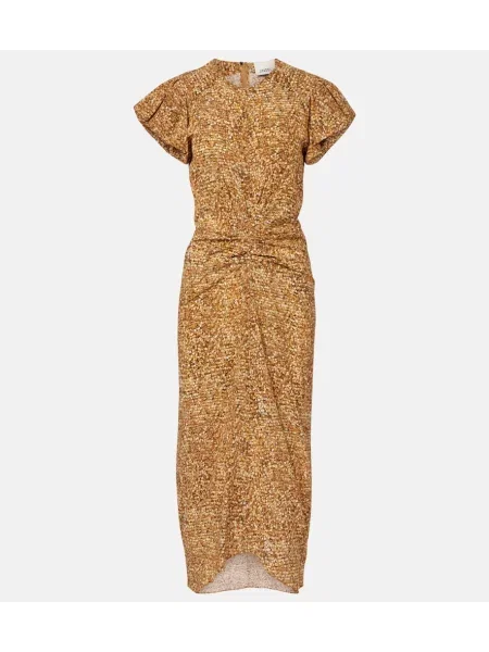 Rochie midi Isabel Marant de mătase cu imagine până la genunchi