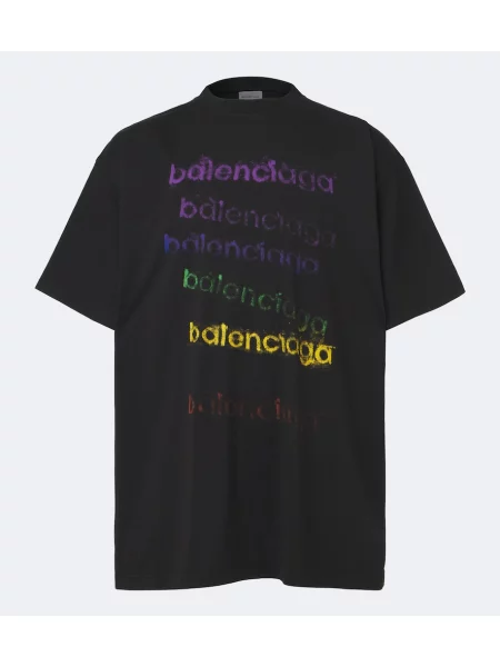 Tricou Balenciaga din jerseu cu autograf negru