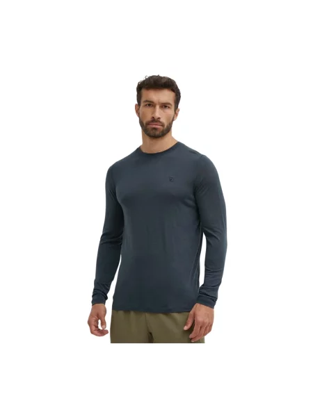 Fjällräven Abisko Wool LS M Dark Navy Mężczyźni Koszulki Fjällräven Size: L niebieski