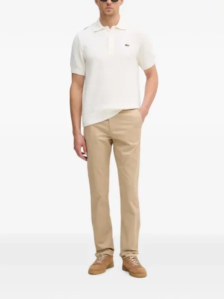Tricou polo Lacoste cu autograf alb