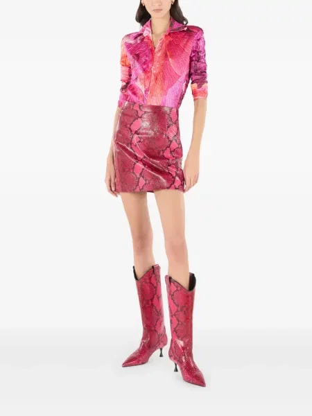 Fusta mini Roberto Cavalli cu imagine roz
