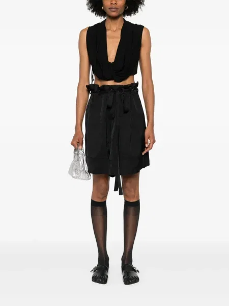 Pantaloni scurți Ann Demeulemeester din jacard negru
