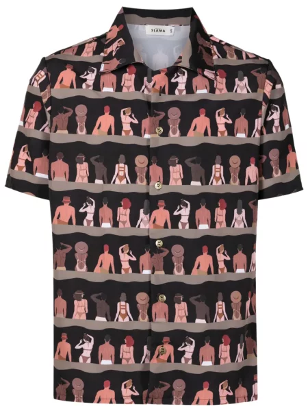 Cămașă Amir Slama cu imagine negru