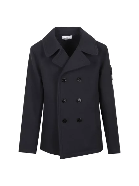 Płaszcz Stone Island wełniany z kamieniami niebieski