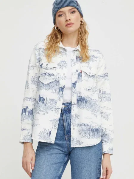 Levi's camasa jeans femei cu guler clasic regular bej