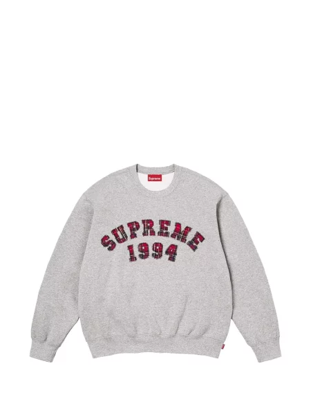 Pulover Supreme în carouri cu aplicații gri