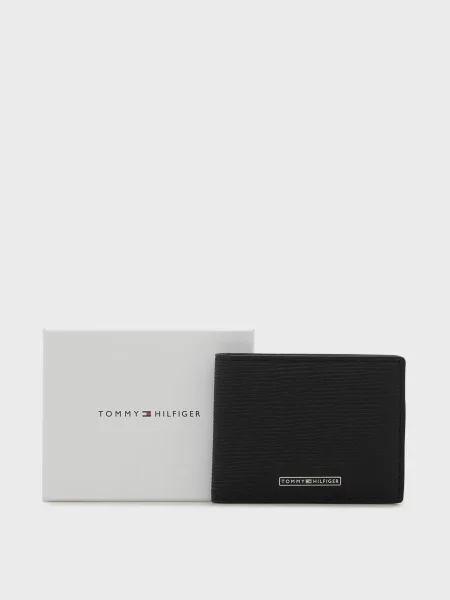 Кожаный кошелек Tommy Hilfiger в деловом стиле черный