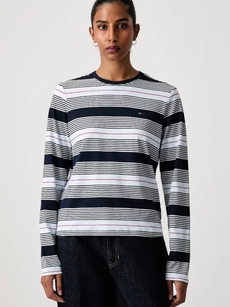 Tommy Jeans tričko s dlouhým rukávem modré