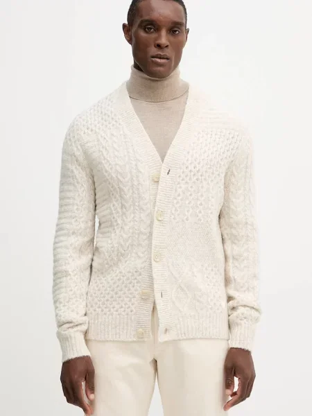 Guess kardigan z domieszką wełny JEFFRY beżowy