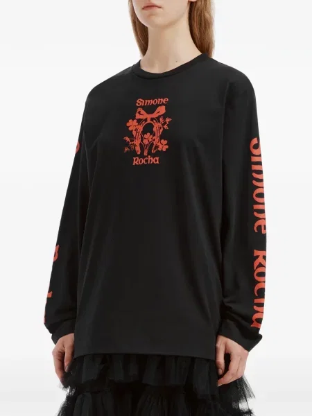 Lung tricou Simone Rocha cu imagine negru