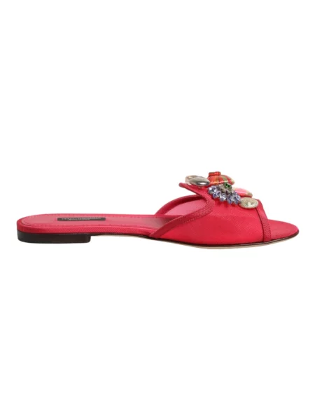 Klapki Dolce And Gabbana skórzane czerwone
