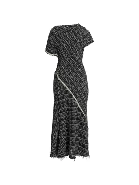 Rochie maxi Erdem asimetrică din tweed negru