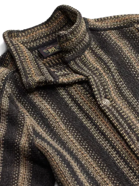 Ριγέ παλτό Ralph Lauren Rrl με κρόσσια μαύρο