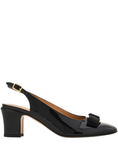 Pantofi cu toc Ferragamo cu funde slingback negru