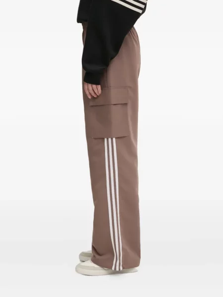 Pantaloni palazzo Adidas cu dungi plisat cu imagine albastru