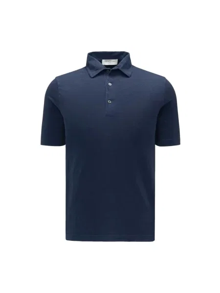 Lniana koszulka polo Filippo De Laurentiis niebieska