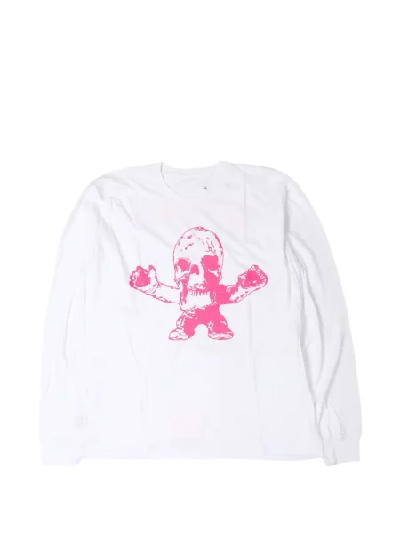 Lung tricou Chrome Hearts cu imagine cu motiv cu inimi alb
