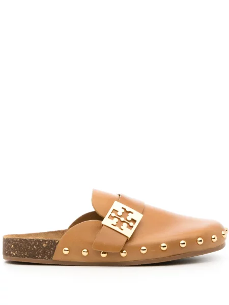 Papuci tip mules Tory Burch din piele maro