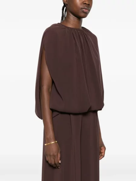Bluză Max Mara fără mâneci drapată maro