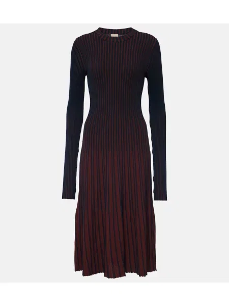 Pletena midi obleka Tod's s črtami modra