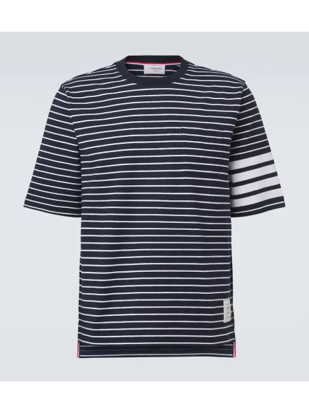 Tricou Thom Browne cu dungi albastru