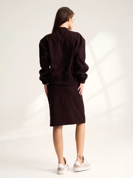 Спідниця міді ISSA Plus темно-коричневий вельвет коричнева