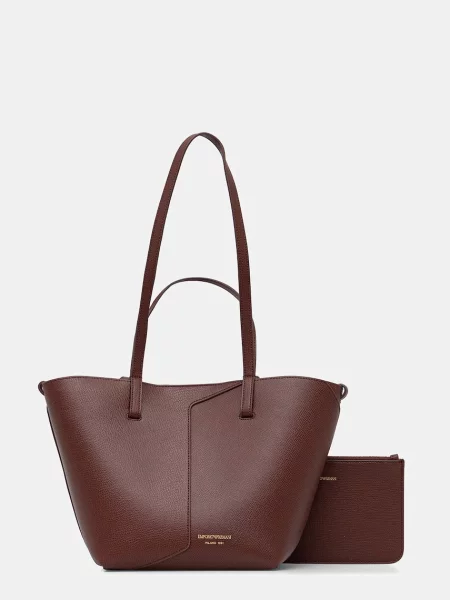 Emporio Armani geantă shopper pentru femei din piele maro