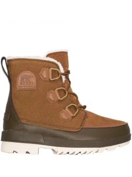 Botine Sorel cu șireturi din dantelă maro
