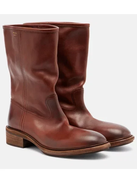 Botine Prada din piele maro