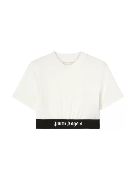Top Palm Angels z dżerseju z dekoltem w kształcie litery U z autografem biały