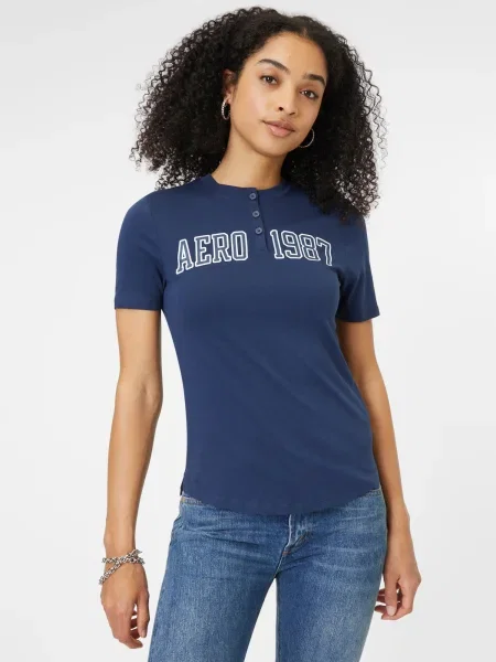 AÉROPOSTALE Tricou bleumarin / alb